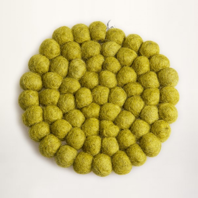 green coaster of felt balls